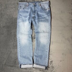 Levi's 501 Selvedge Jeans Mens 38x32 Light Wash Japanese Market Straight Fit